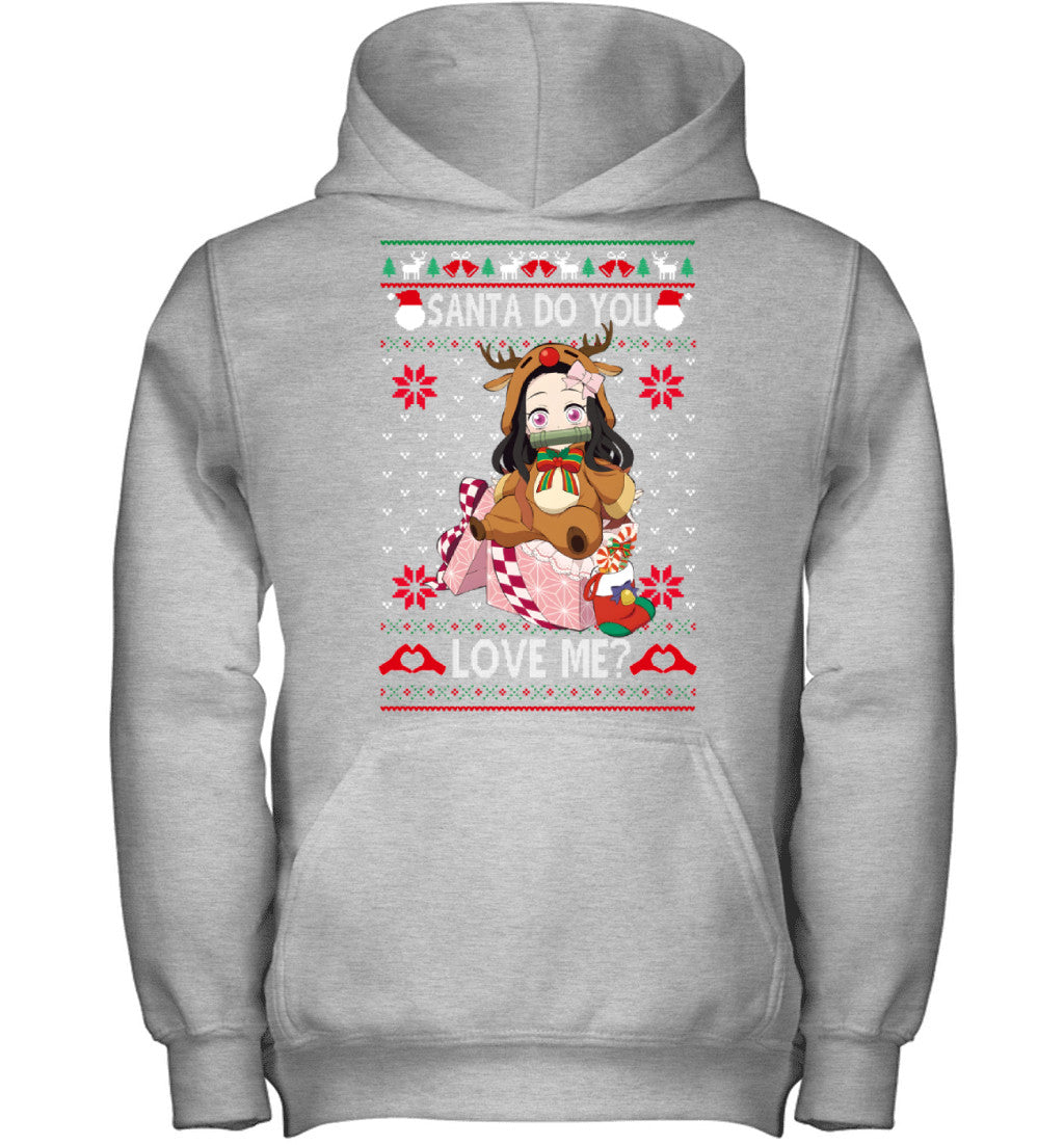Nezuko Kamado Demon Slayer Santa Do You Love Me Ugly Christmas T-Shirt