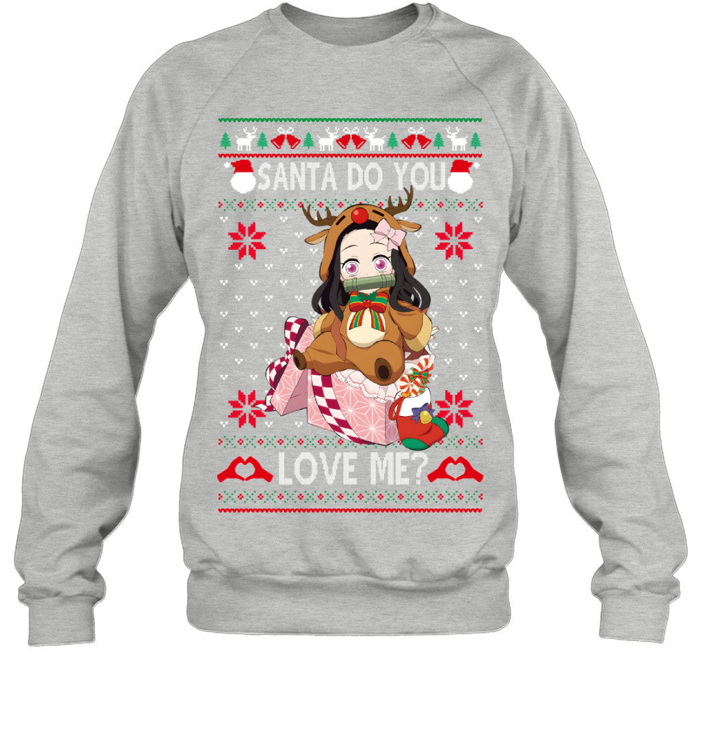 Nezuko Kamado Demon Slayer Santa Do You Love Me Ugly Christmas T-Shirt