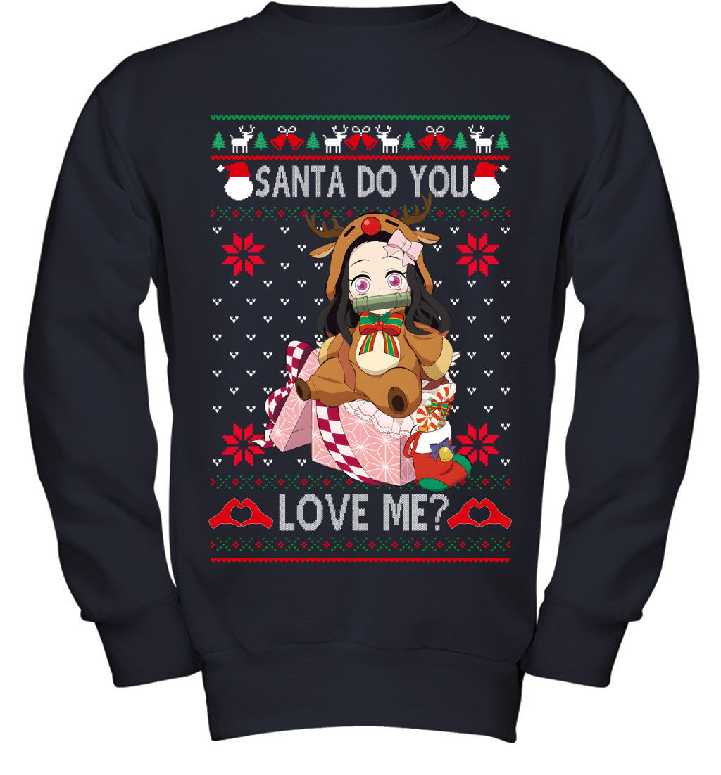 Nezuko Kamado Demon Slayer Santa Do You Love Me Ugly Christmas T-Shirt