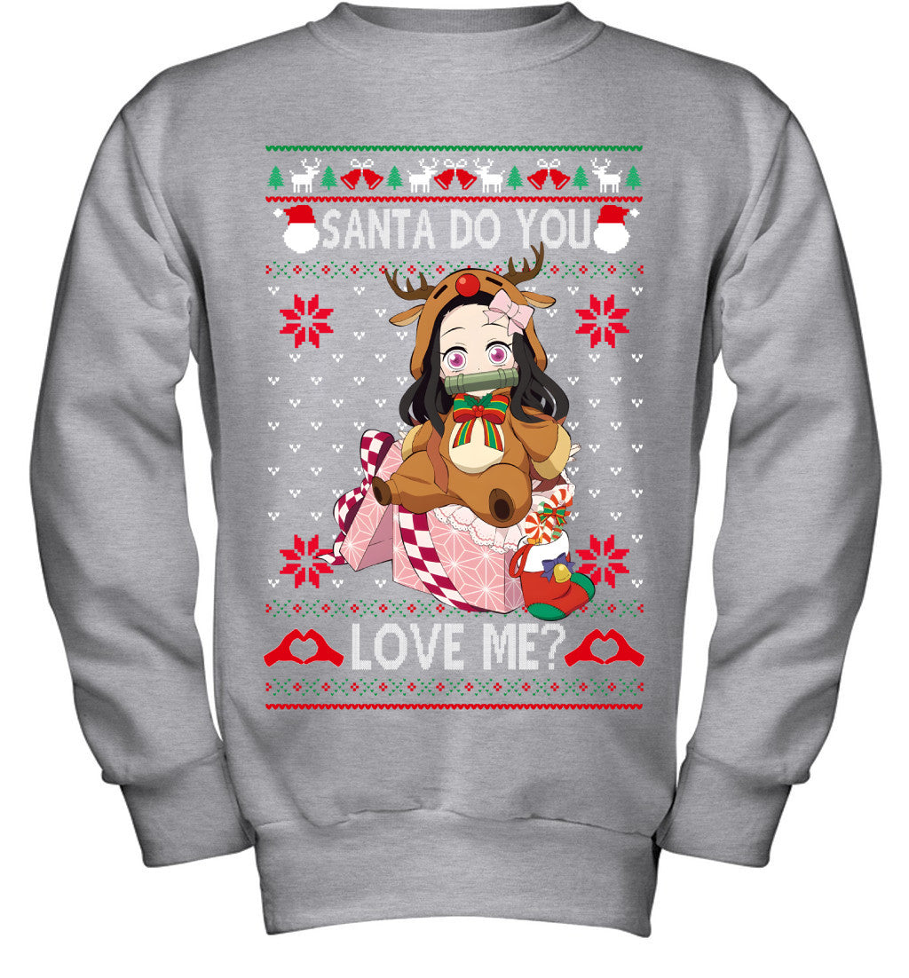 Nezuko Kamado Demon Slayer Santa Do You Love Me Ugly Christmas T-Shirt