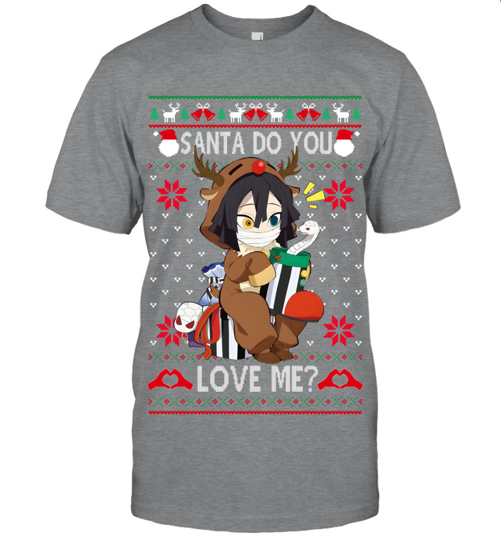Obanai Iguro Demon Slayer Santa Do You Love Me Ugly Christmas T-Shirt