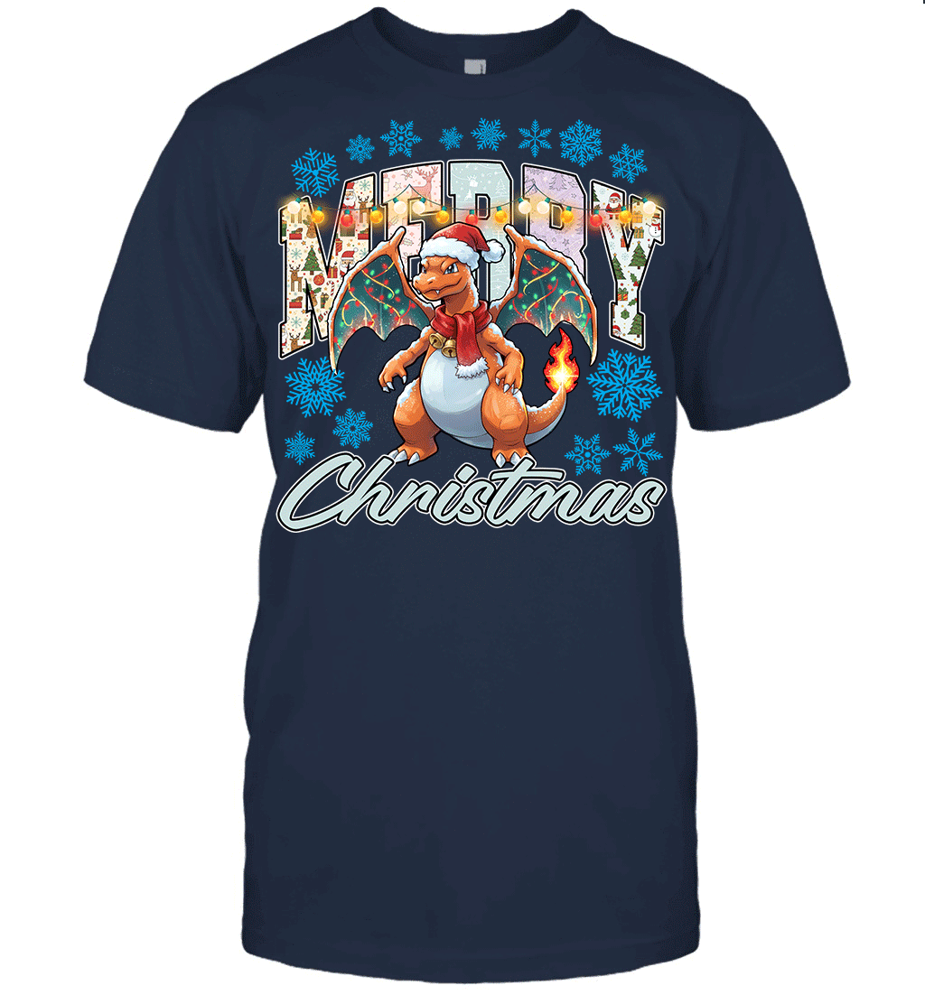 Charizard Lights & Gifts Merry Christmas Graphic T-shirt