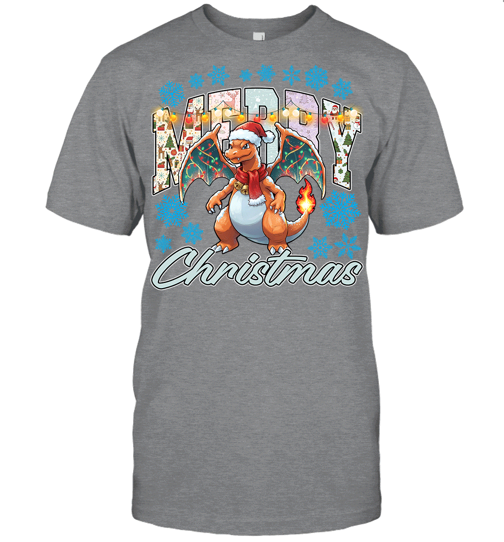 Charizard Lights & Gifts Merry Christmas Graphic T-shirt