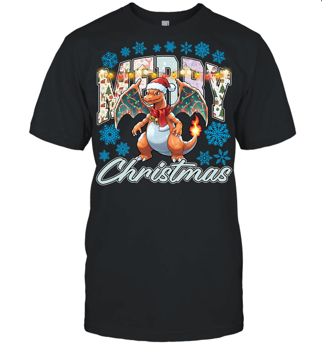 Charizard Lights & Gifts Merry Christmas Graphic T-shirt