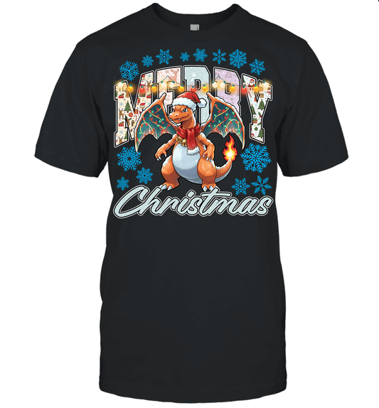 Charizard Lights & Gifts Merry Christmas Graphic T-shirt