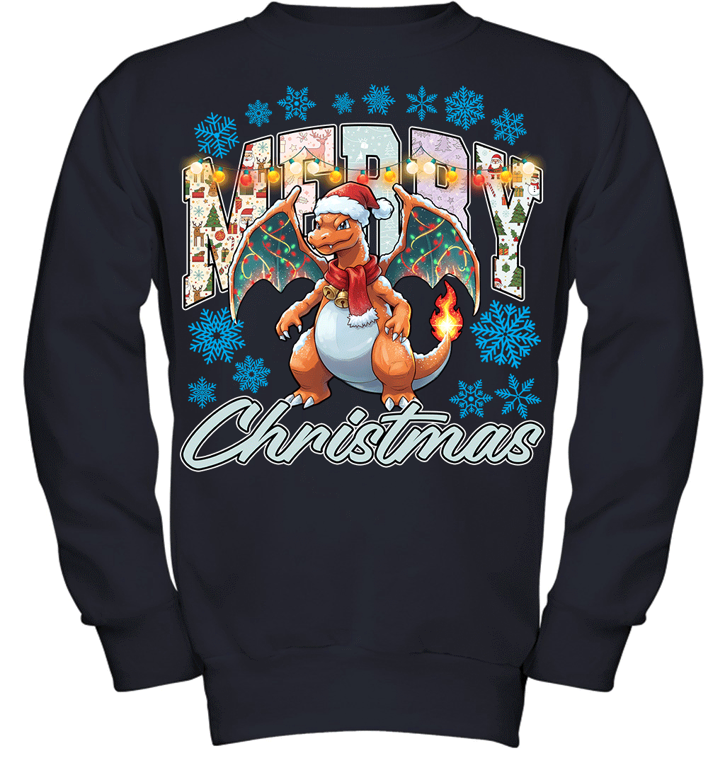 Charizard Lights & Gifts Merry Christmas Graphic T-shirt