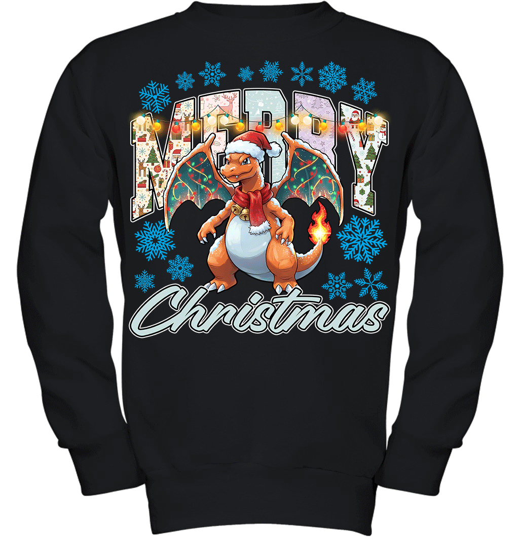 Charizard Lights & Gifts Merry Christmas Graphic T-shirt