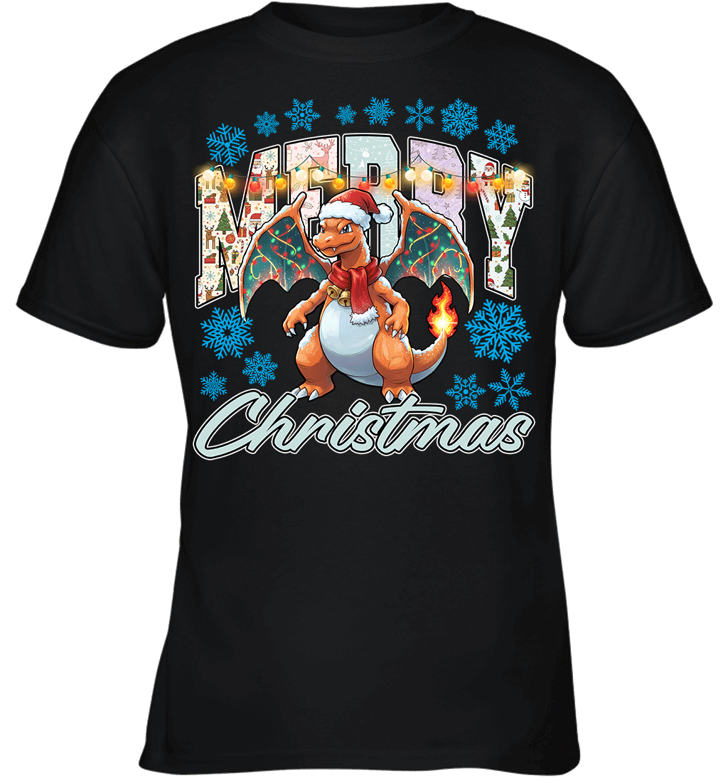 Charizard Lights & Gifts Merry Christmas Graphic T-shirt