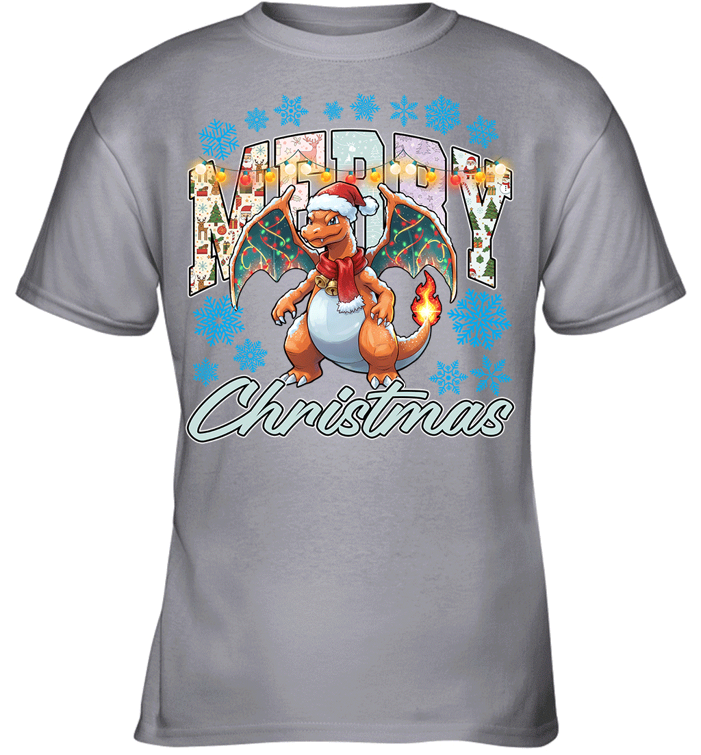 Charizard Lights & Gifts Merry Christmas Graphic T-shirt