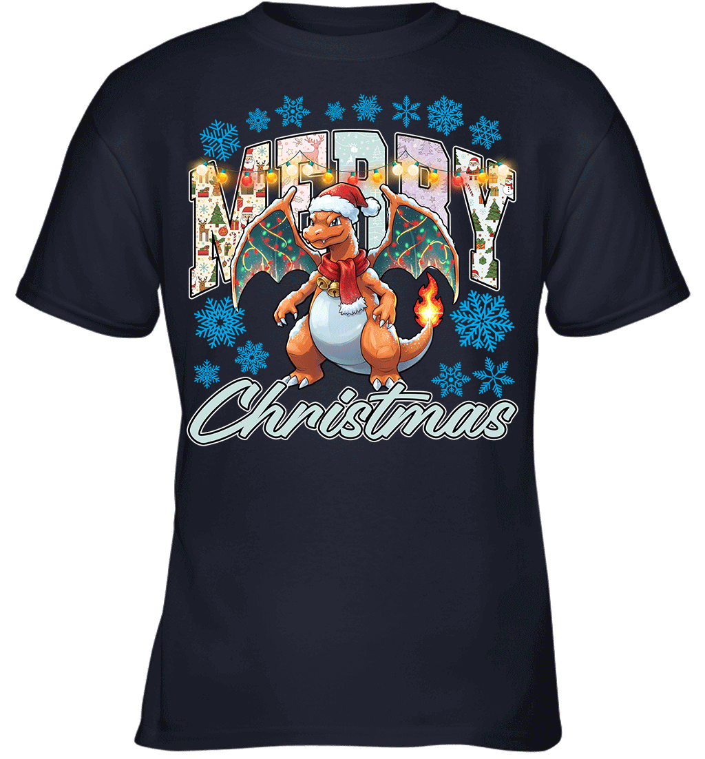Charizard Lights & Gifts Merry Christmas Graphic T-shirt