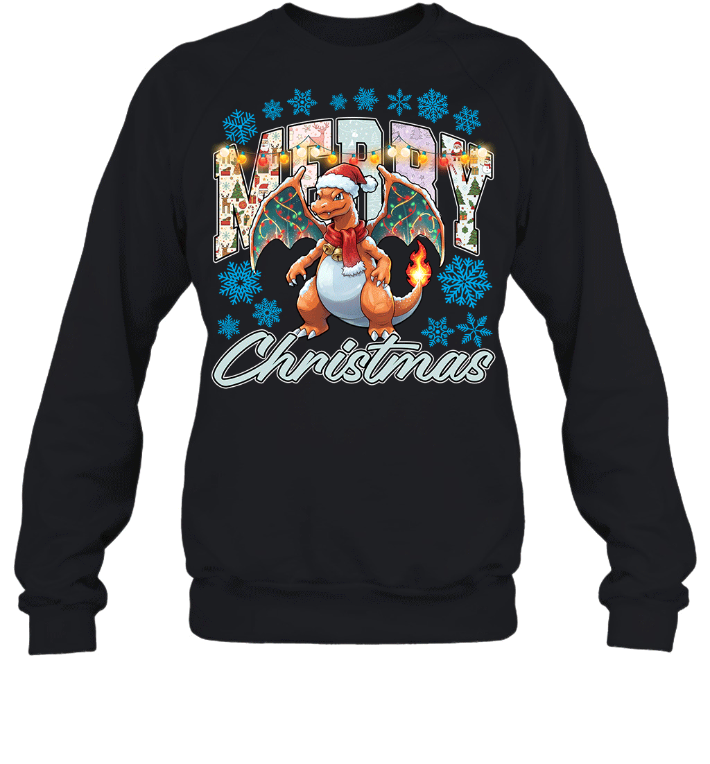 Charizard Lights & Gifts Merry Christmas Graphic T-shirt
