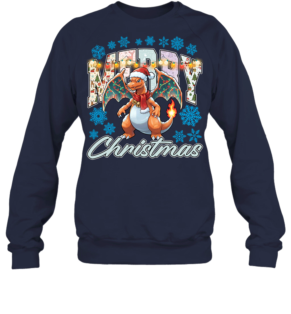 Charizard Lights & Gifts Merry Christmas Graphic T-shirt