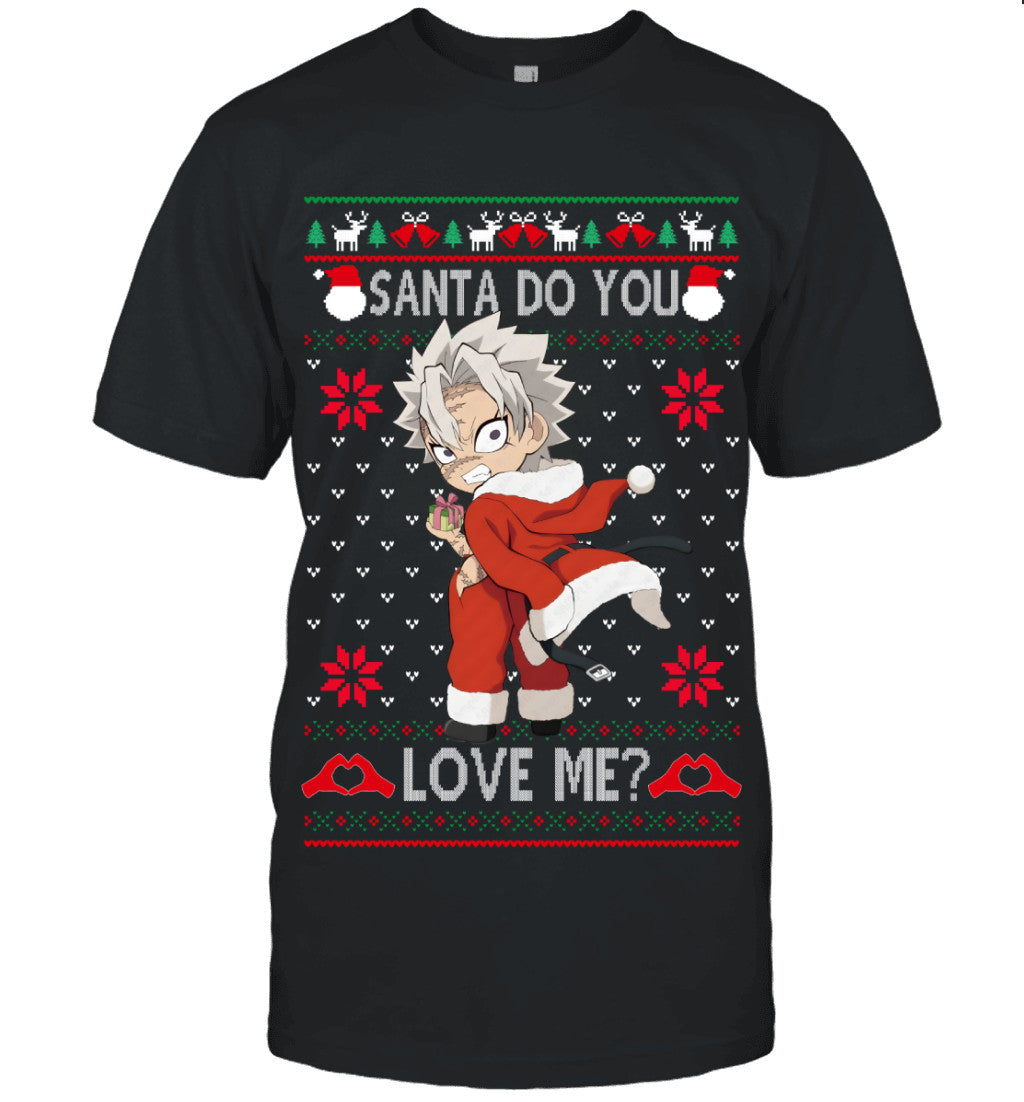 Sanemi Shinazugawa Demon Slayer Santa Do You Love Me Ugly Christmas T-Shirt