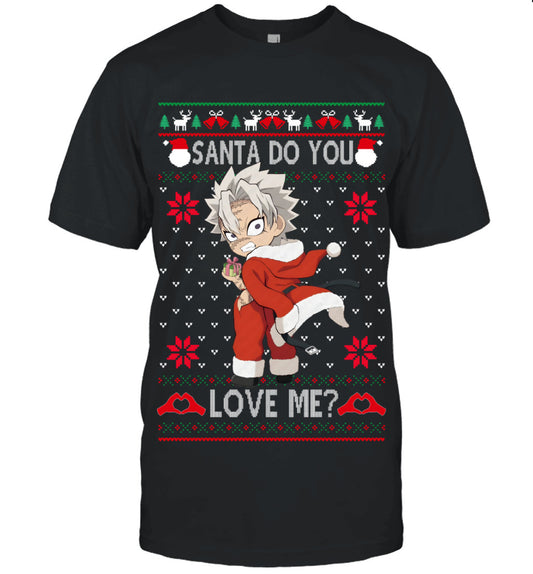 Sanemi Shinazugawa Demon Slayer Santa Do You Love Me Ugly Christmas T-Shirt