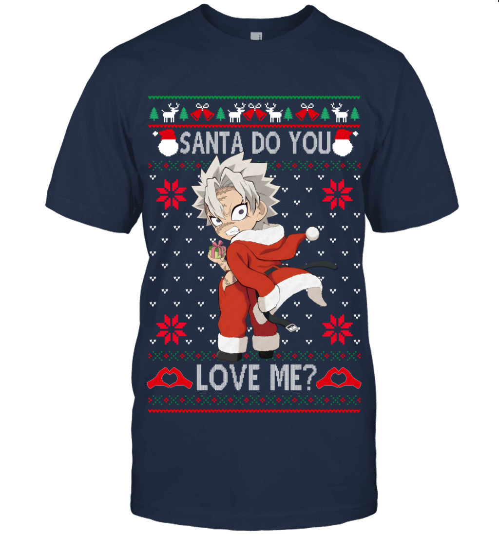 Sanemi Shinazugawa Demon Slayer Santa Do You Love Me Ugly Christmas T-Shirt