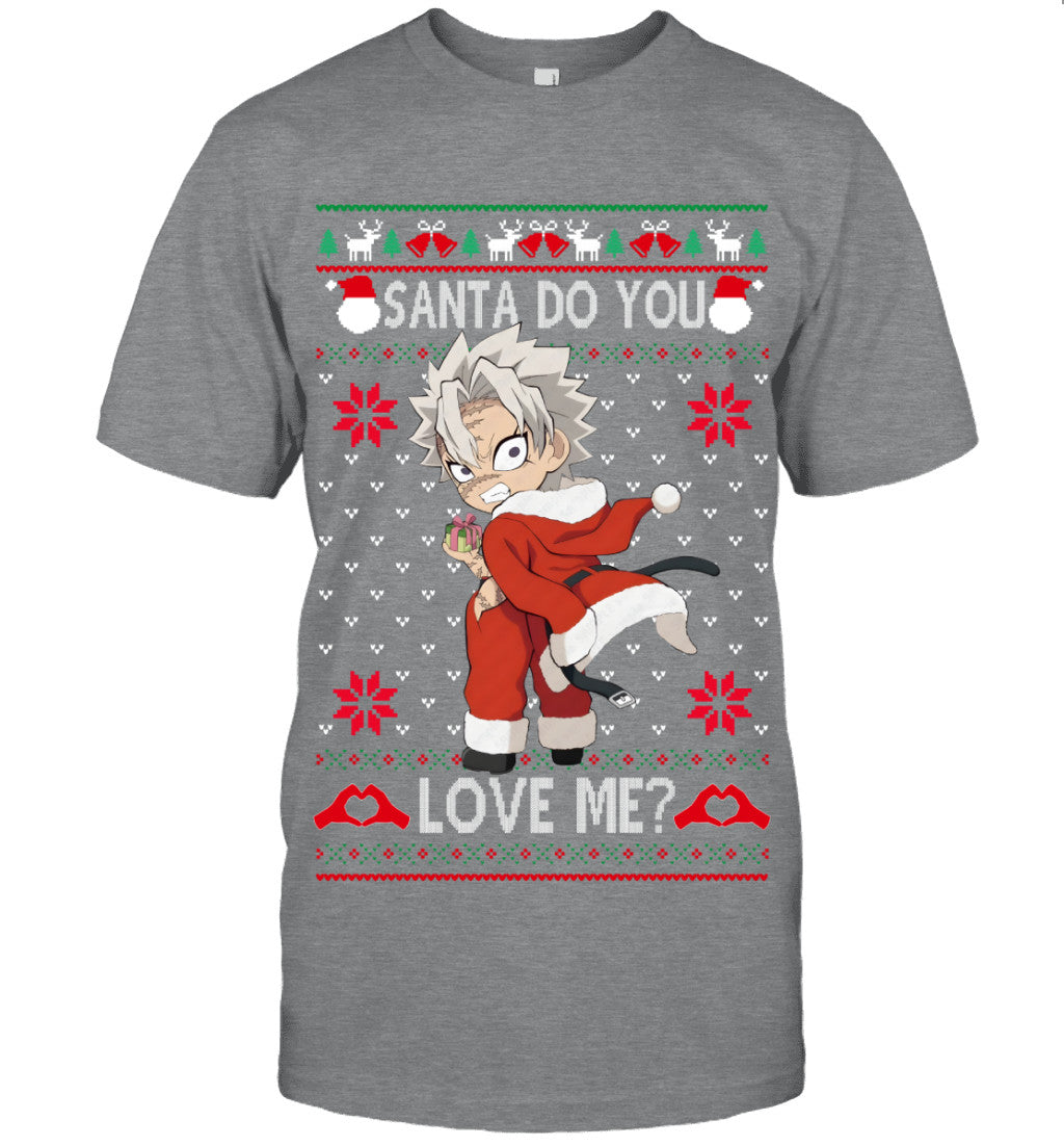 Sanemi Shinazugawa Demon Slayer Santa Do You Love Me Ugly Christmas T-Shirt