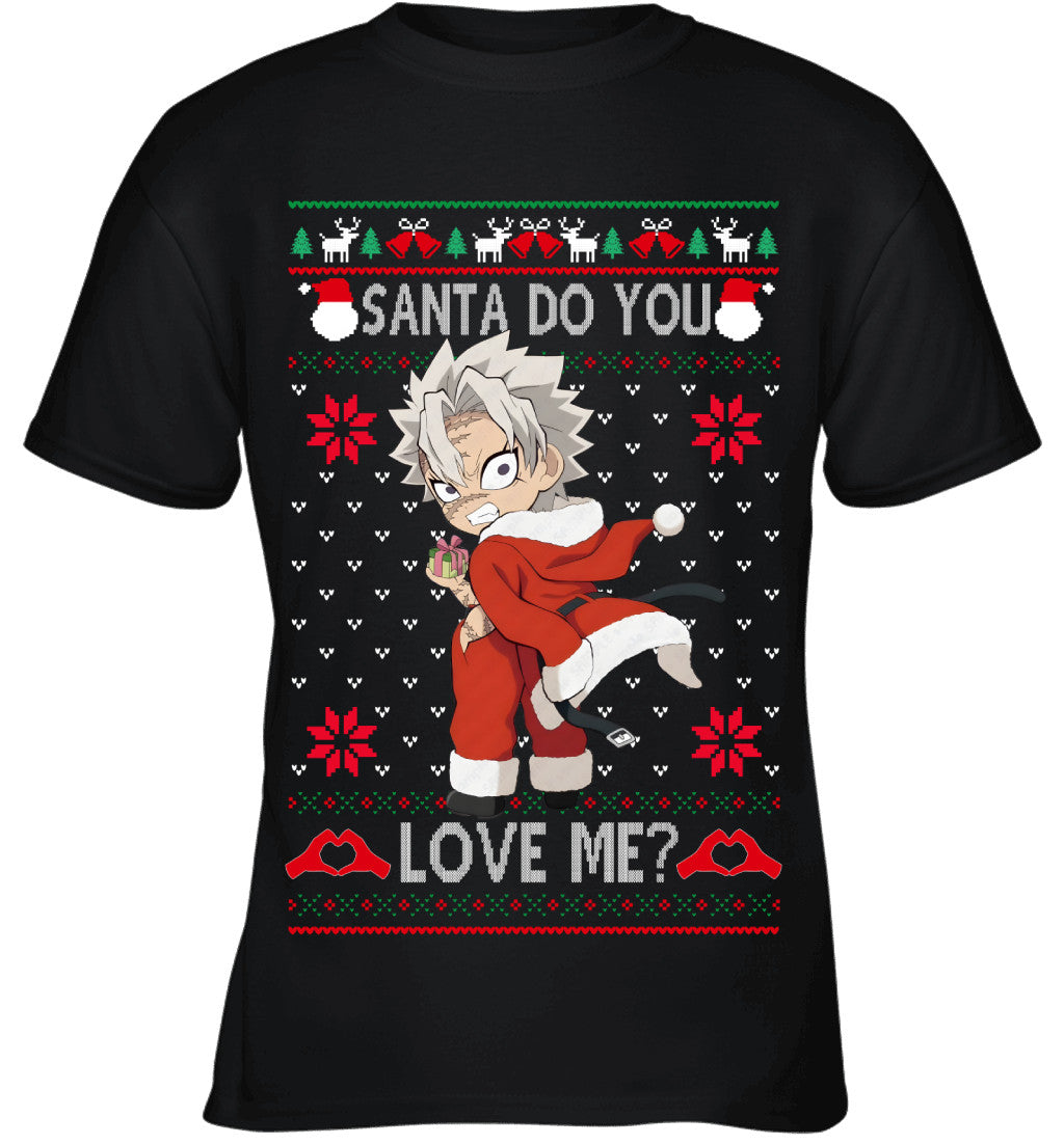 Sanemi Shinazugawa Demon Slayer Santa Do You Love Me Ugly Christmas T-Shirt