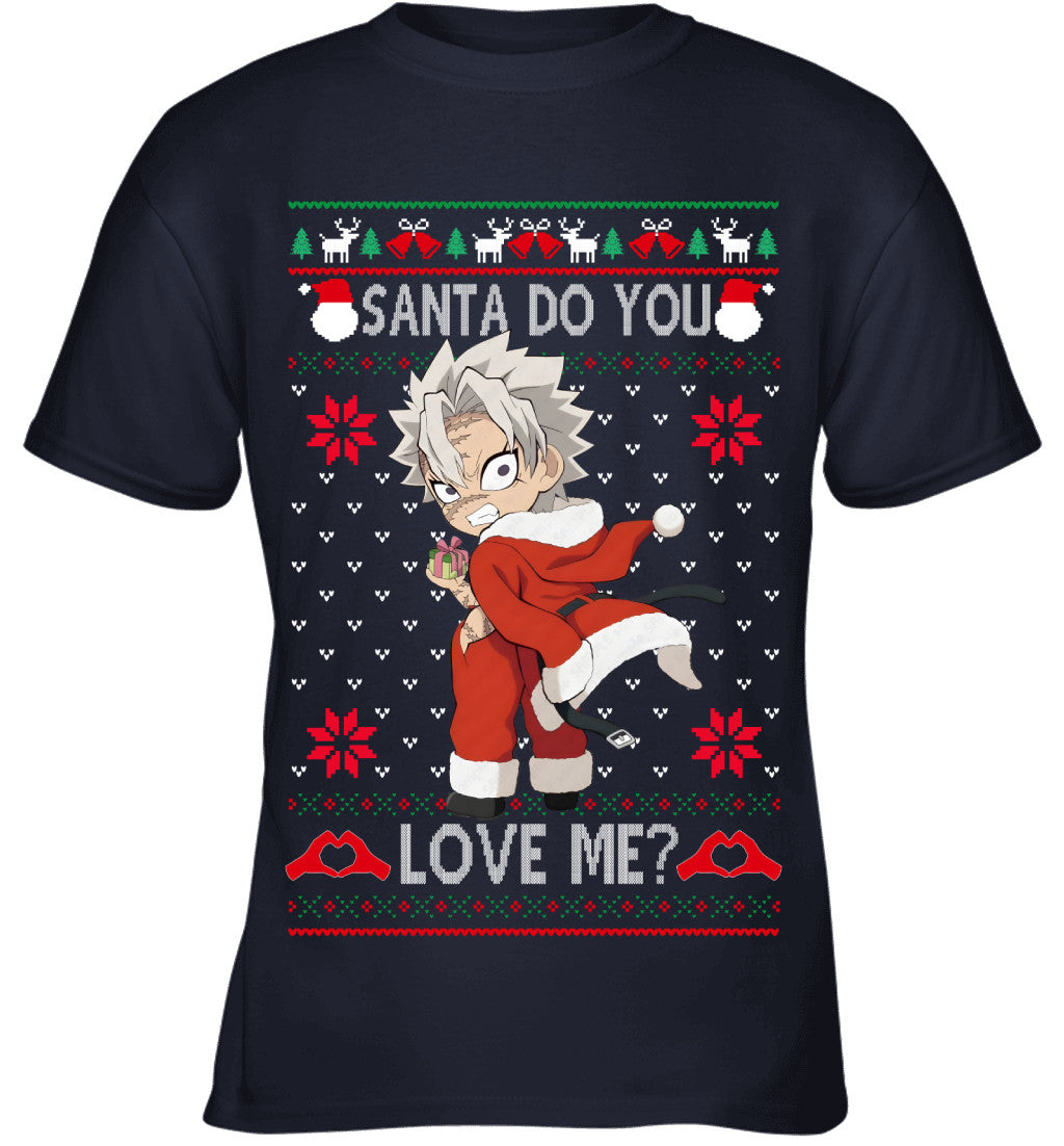 Sanemi Shinazugawa Demon Slayer Santa Do You Love Me Ugly Christmas T-Shirt
