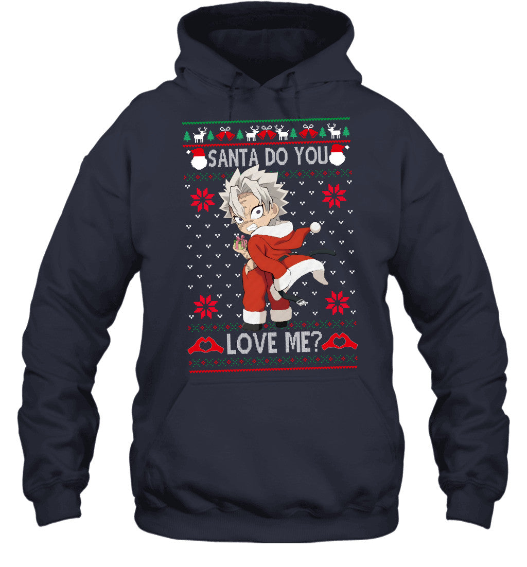 Sanemi Shinazugawa Demon Slayer Santa Do You Love Me Ugly Christmas T-Shirt