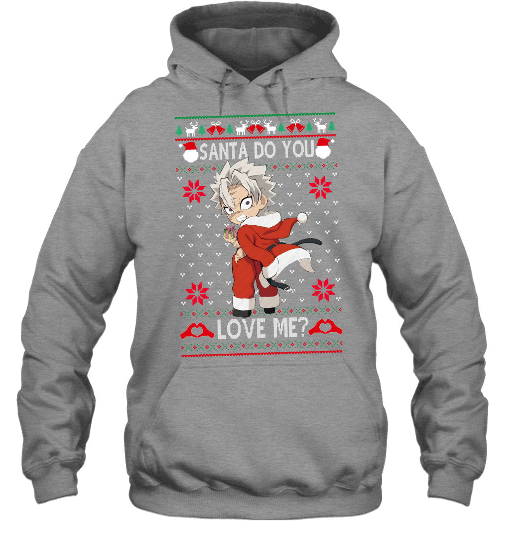 Sanemi Shinazugawa Demon Slayer Santa Do You Love Me Ugly Christmas T-Shirt