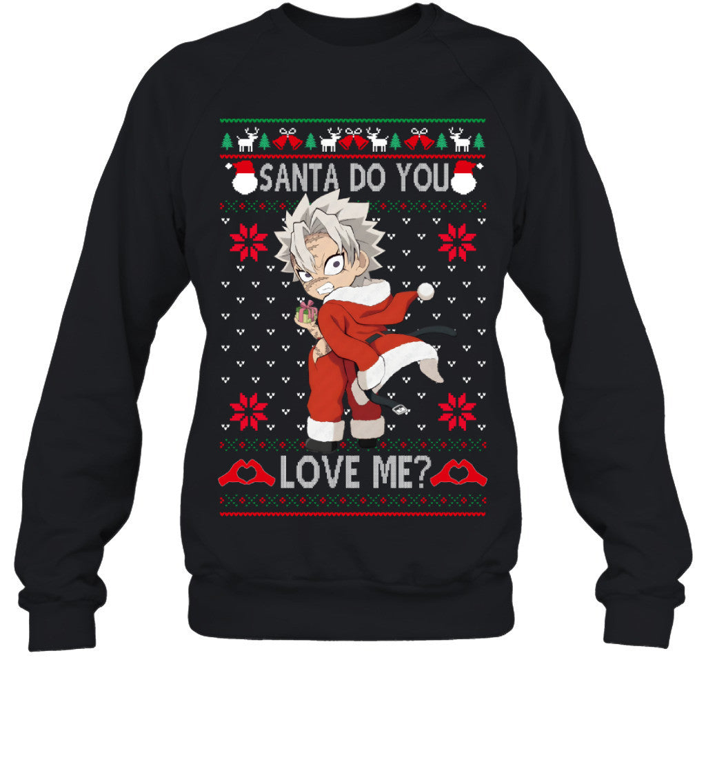 Sanemi Shinazugawa Demon Slayer Santa Do You Love Me Ugly Christmas T-Shirt