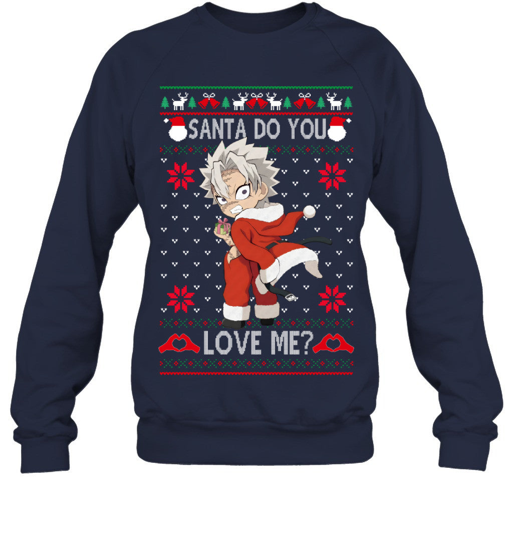 Sanemi Shinazugawa Demon Slayer Santa Do You Love Me Ugly Christmas T-Shirt