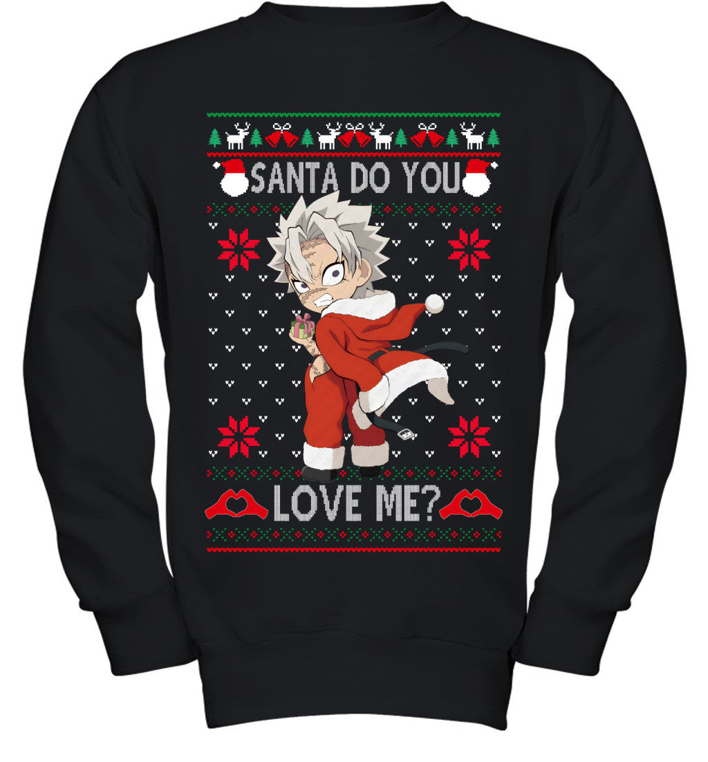 Sanemi Shinazugawa Demon Slayer Santa Do You Love Me Ugly Christmas T-Shirt