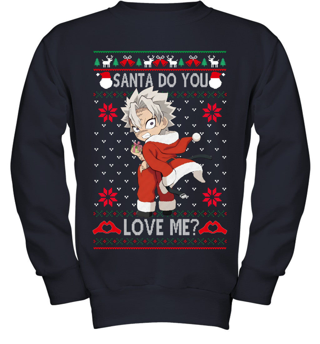 Sanemi Shinazugawa Demon Slayer Santa Do You Love Me Ugly Christmas T-Shirt