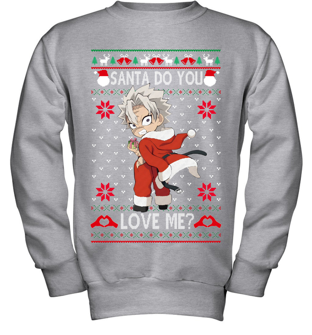 Sanemi Shinazugawa Demon Slayer Santa Do You Love Me Ugly Christmas T-Shirt