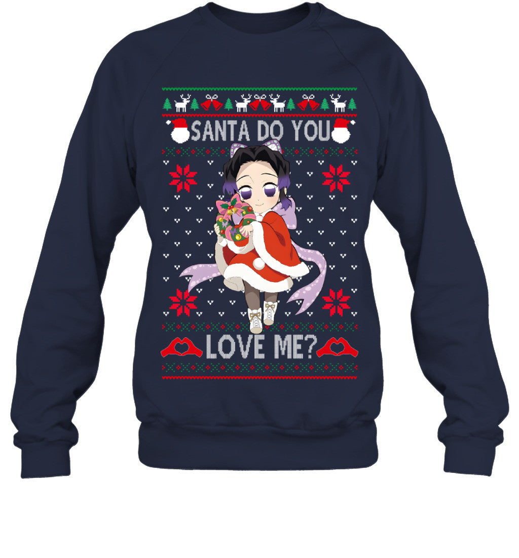 Kochou Shinobu Demon Slayer Santa Do You Love Me Ugly Christmas T-Shirt