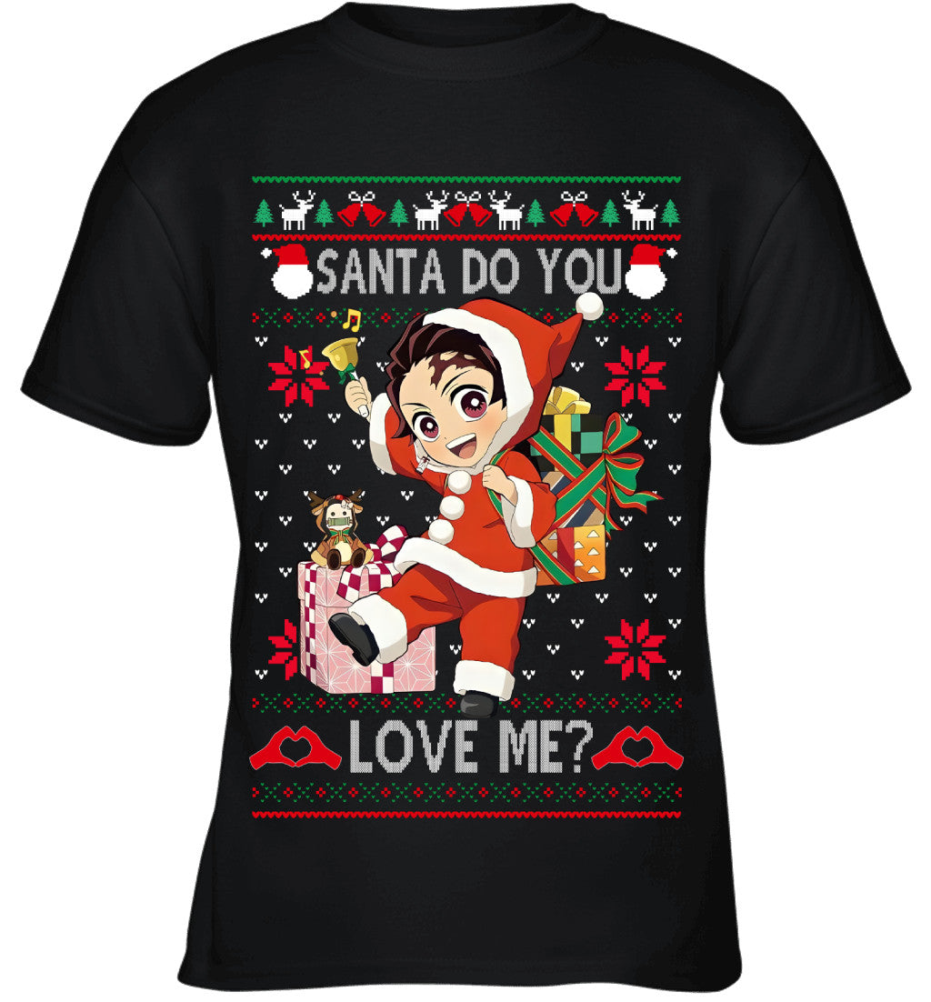 Tanjiro Kamado Demon Slayer Santa Do You Love Me Ugly Christmas T-Shirt