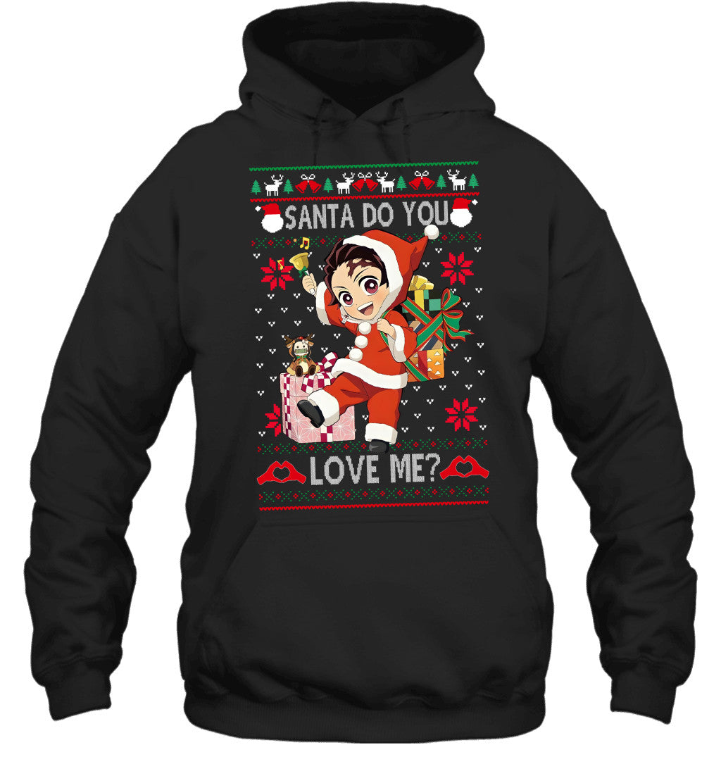 Tanjiro Kamado Demon Slayer Santa Do You Love Me Ugly Christmas T-Shirt