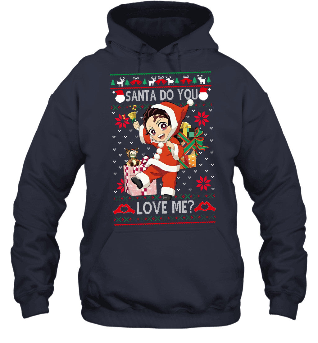 Tanjiro Kamado Demon Slayer Santa Do You Love Me Ugly Christmas T-Shirt