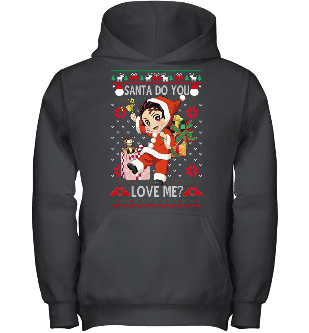 Tanjiro Kamado Demon Slayer Santa Do You Love Me Ugly Christmas T-Shirt