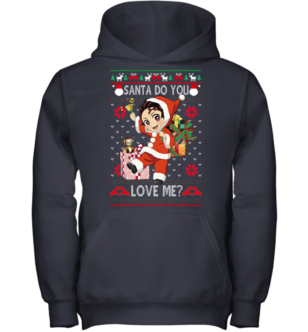 Tanjiro Kamado Demon Slayer Santa Do You Love Me Ugly Christmas T-Shirt