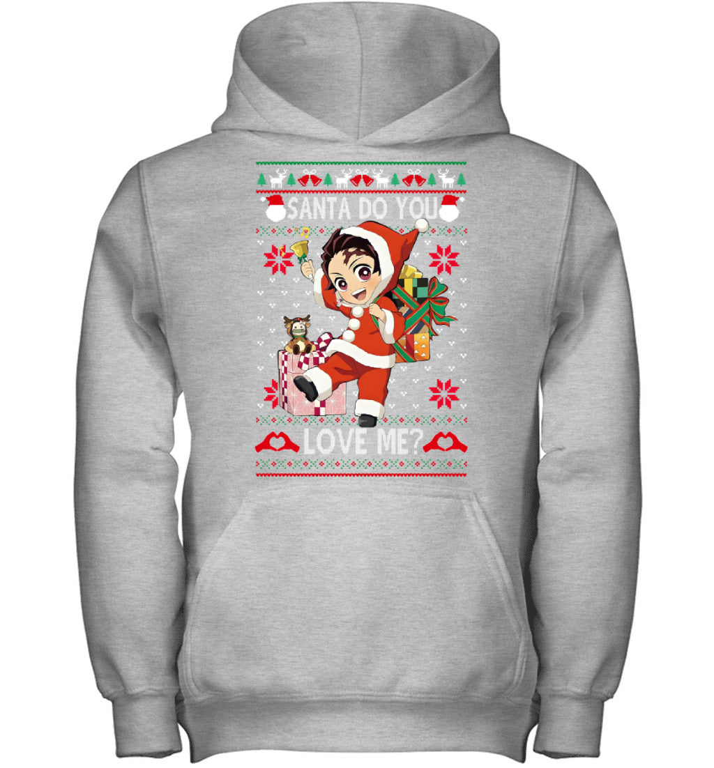 Tanjiro Kamado Demon Slayer Santa Do You Love Me Ugly Christmas T-Shirt