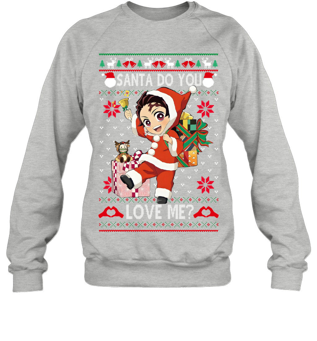 Tanjiro Kamado Demon Slayer Santa Do You Love Me Ugly Christmas T-Shirt
