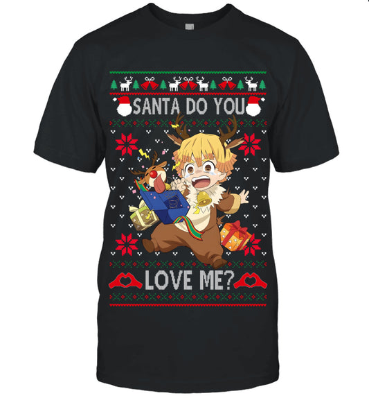 Zenitsu Agatsuma Demon Slayer Santa Do You Love Me Ugly Christmas T-Shirt