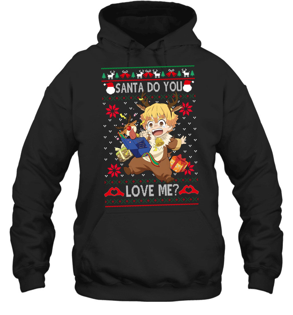 Zenitsu Agatsuma Demon Slayer Santa Do You Love Me Ugly Christmas T-Shirt