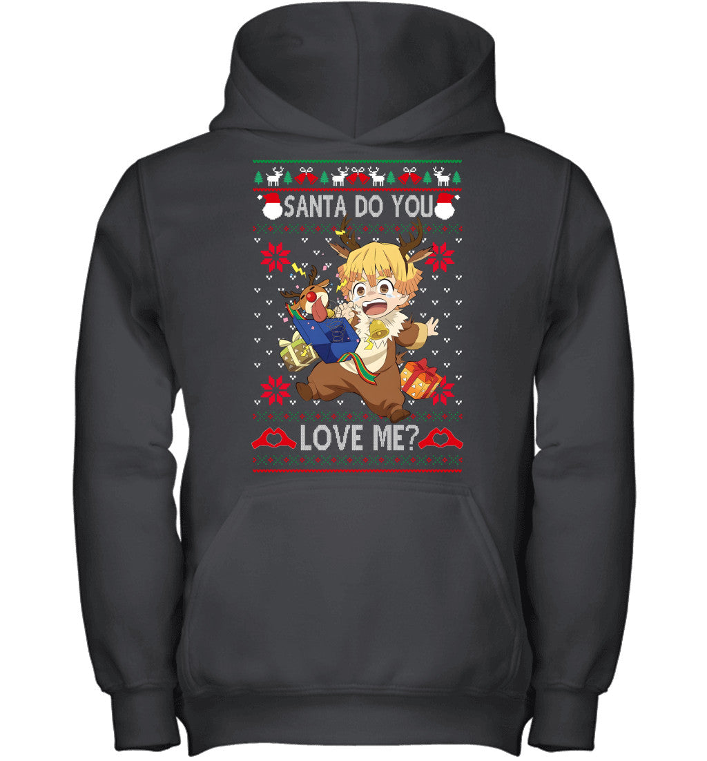 Zenitsu Agatsuma Demon Slayer Santa Do You Love Me Ugly Christmas T-Shirt