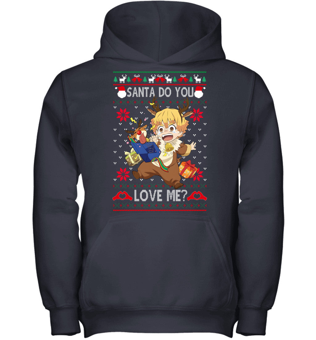 Zenitsu Agatsuma Demon Slayer Santa Do You Love Me Ugly Christmas T-Shirt