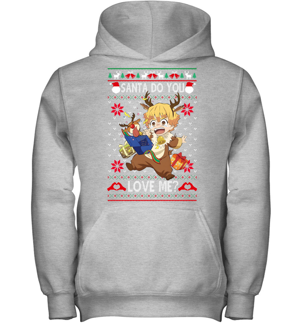 Zenitsu Agatsuma Demon Slayer Santa Do You Love Me Ugly Christmas T-Shirt