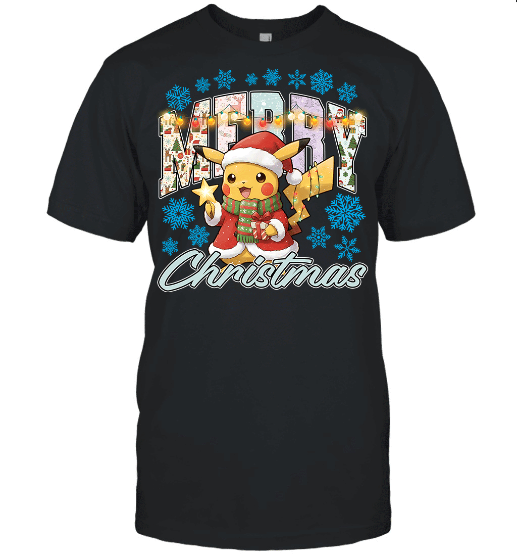 Pikachu Lights & Gifts Merry Christmas Graphic T-shirt