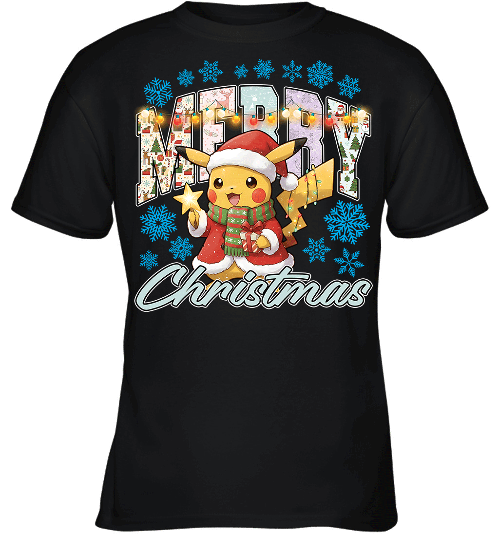 Pikachu Lights & Gifts Merry Christmas Graphic T-shirt