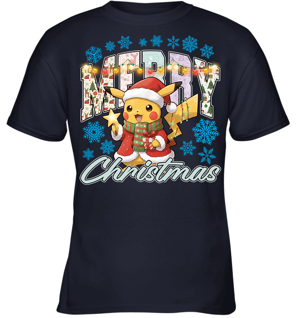 Pikachu Lights & Gifts Merry Christmas Graphic T-shirt