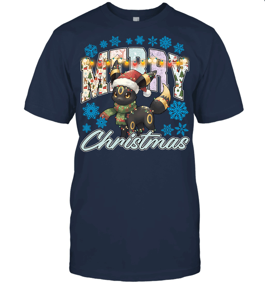 Umbreon Lights & Gifts Merry Christmas Graphic T-shirt
