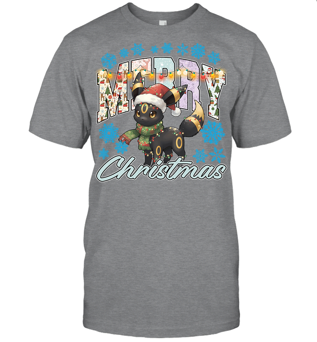 Umbreon Lights & Gifts Merry Christmas Graphic T-shirt