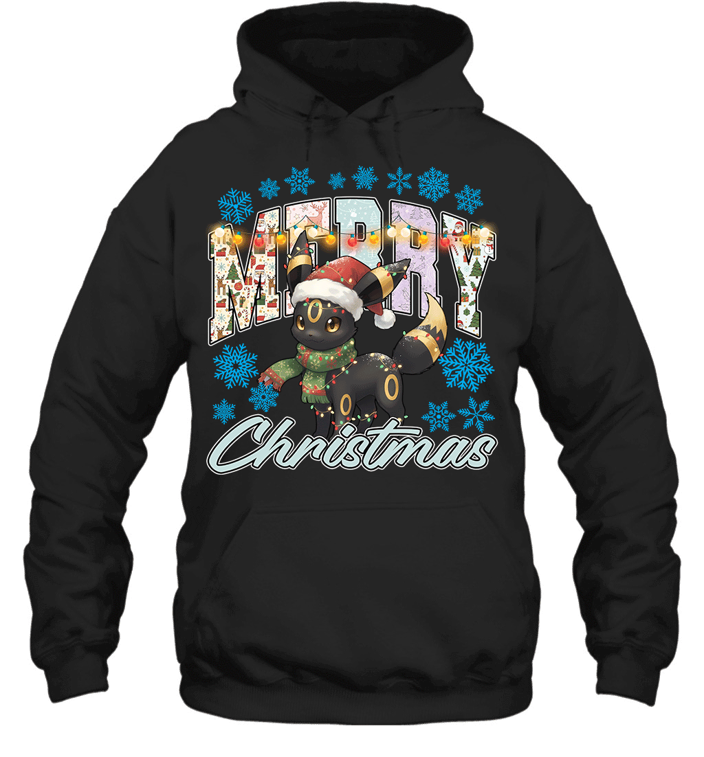 Umbreon Lights & Gifts Merry Christmas Graphic T-shirt