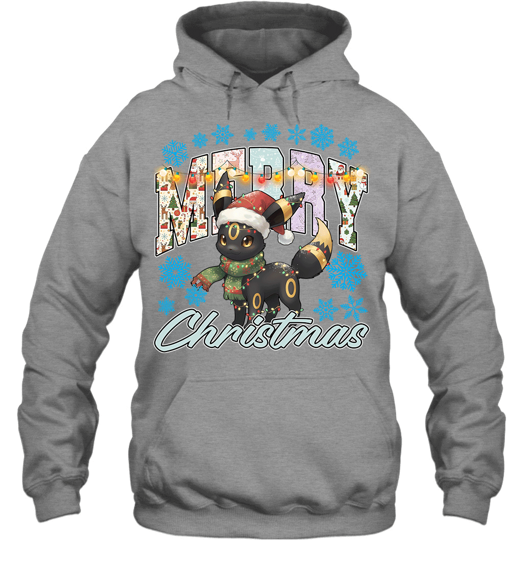 Umbreon Lights & Gifts Merry Christmas Graphic T-shirt