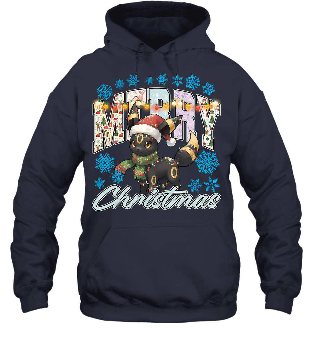 Umbreon Lights & Gifts Merry Christmas Graphic T-shirt